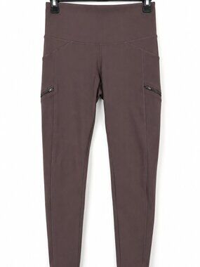 Athleta XS Mauve Brown High Rise Leggings Zipper Pockets Running